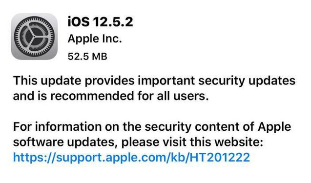 梁平苹果手机维修分享iOS12.5.2发布，建议所有老苹果用户安装 